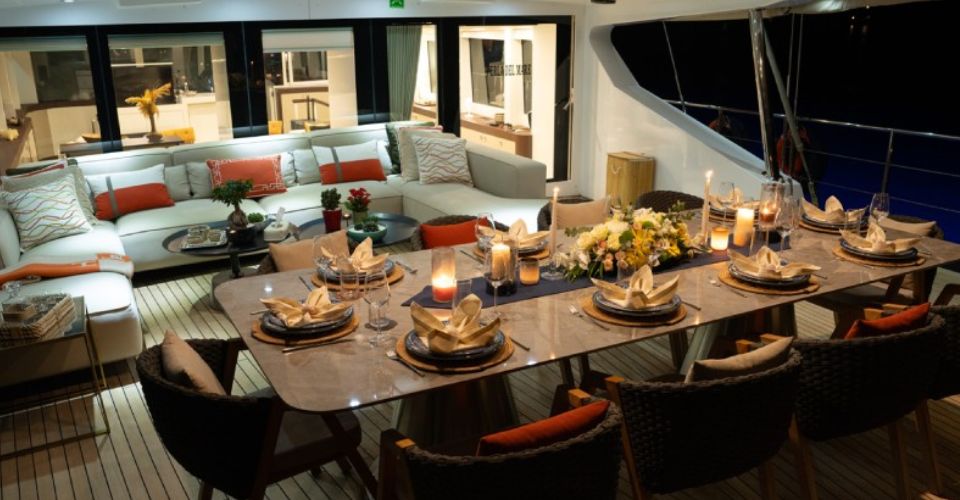 Ekmar Yachting Al Fresco Dining Area Night View