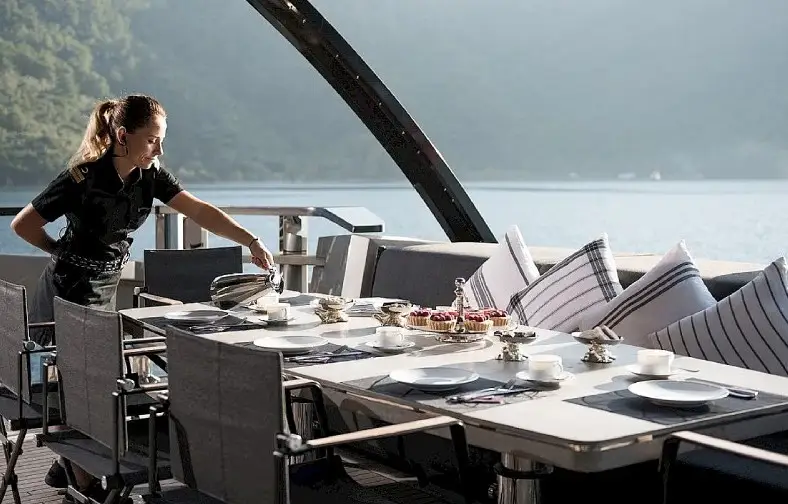 Ekmar Yachting Al Fresco Dining Area With Waitress View